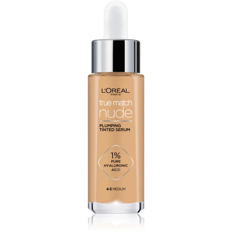 L’Oréal Paris True Match Nude Plumping Tinted Serum serum za poenotenje tona kože odtenek 4-5 Medium 30 ml