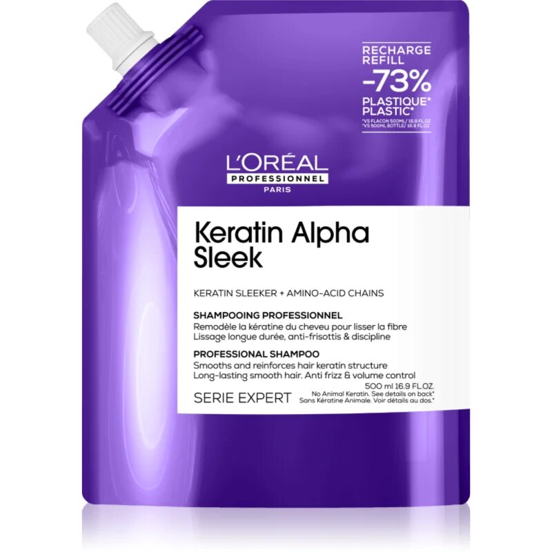 L’Oréal Professionnel Serie Expert Keratin Alpha Sleek šampon za gladek videz las Refill 500 ml
