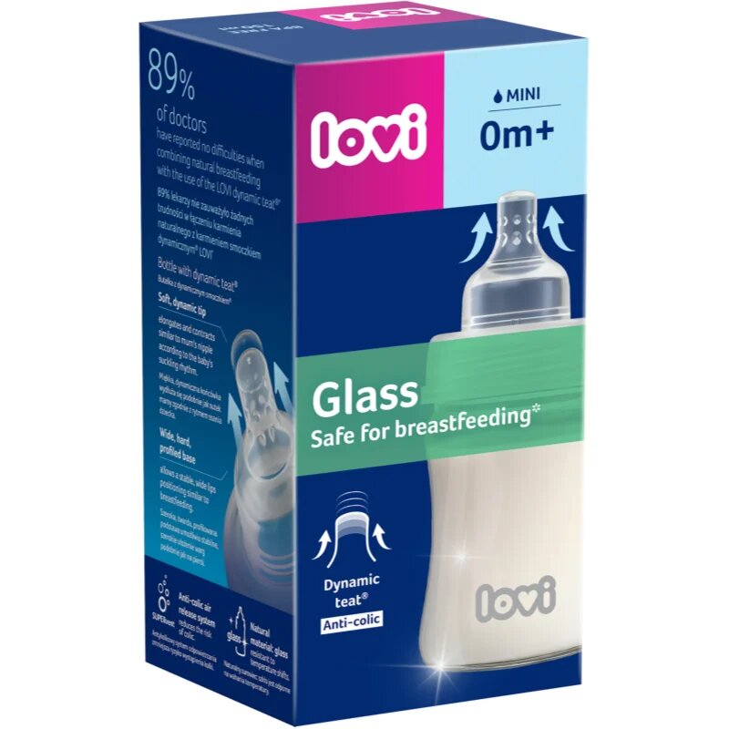 LOVI Glass steklenička za dojenčke 0m+ 150 ml