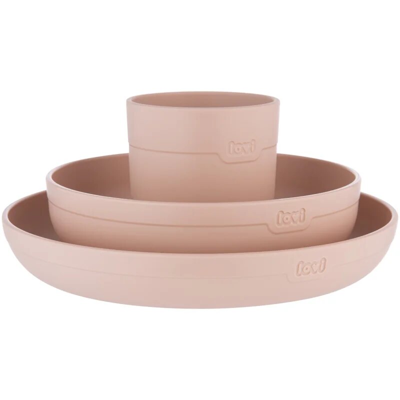 LOVI Tableware Set with Cup jedilni set Nude 3 kos