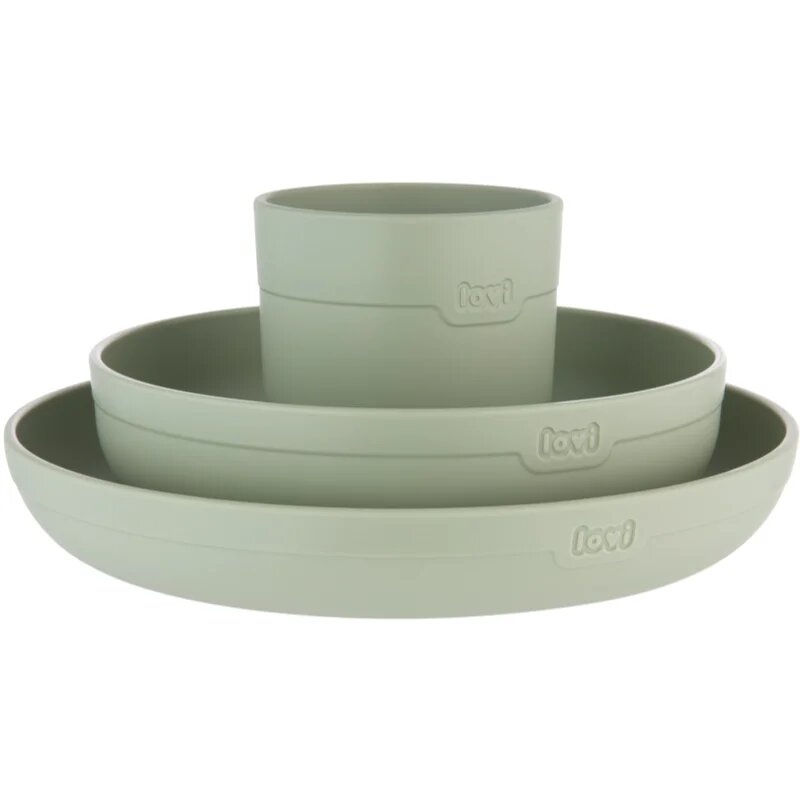 LOVI Tableware Set with Cup jedilni set Pistachio 3 kos