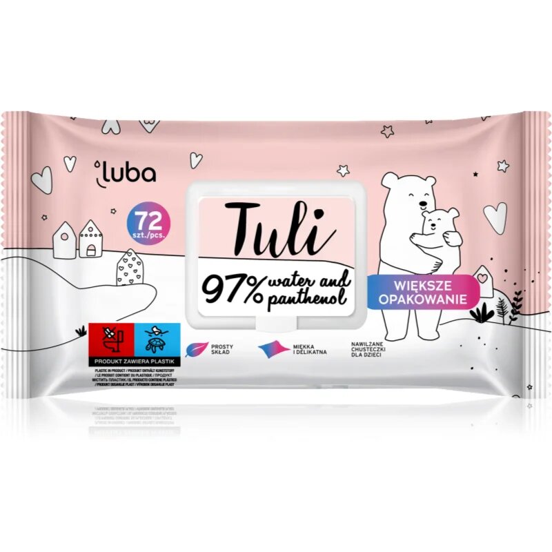 Luba Tuli 97% Water and Panthenol otroški nežni vlažni robčki 72 kos