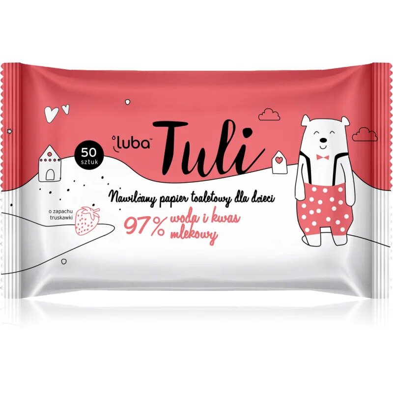 Luba Tuli Lactic acid vlažilni toaletni papir z mlečno kislino za otroke Strawberry 50 kos
