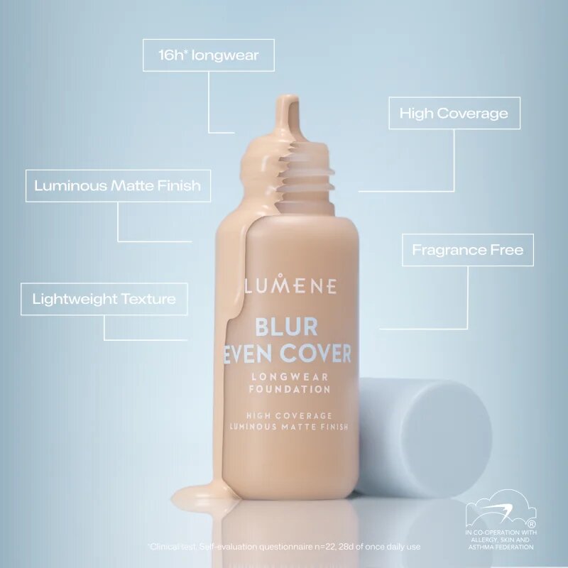 Lumene Blur Even Cover tekoči puder z mat finišem 16 ur odtenek 00 30 ml