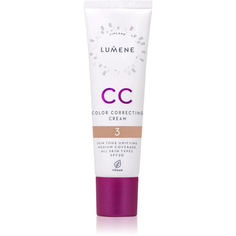 Lumene CC Color Correcting Cream CC krema za poenoten ten kože SPF 20 odtenek 3 (Warm) 30 ml