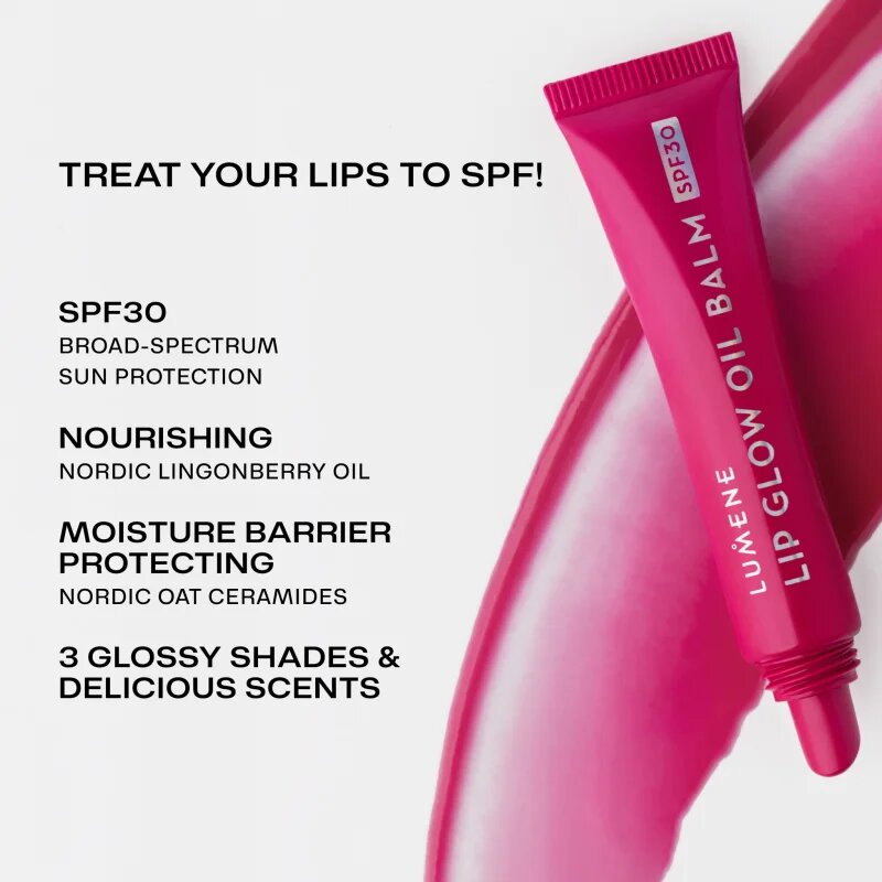 Lumene Lip Glow Oil Balm tonirno olje za ustnice SPF 30 odtenek 3 Cherry 10 ml
