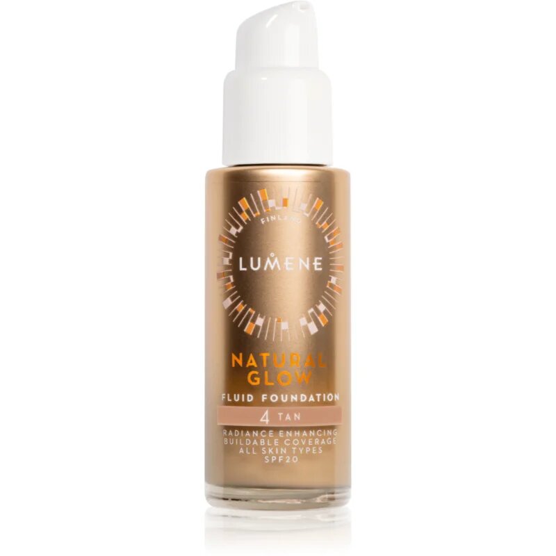 Lumene Natural Glow posvetlitveni tekoči puder za naraven videz SPF 20 odtenek 4 Tan (Neutral) 30 ml
