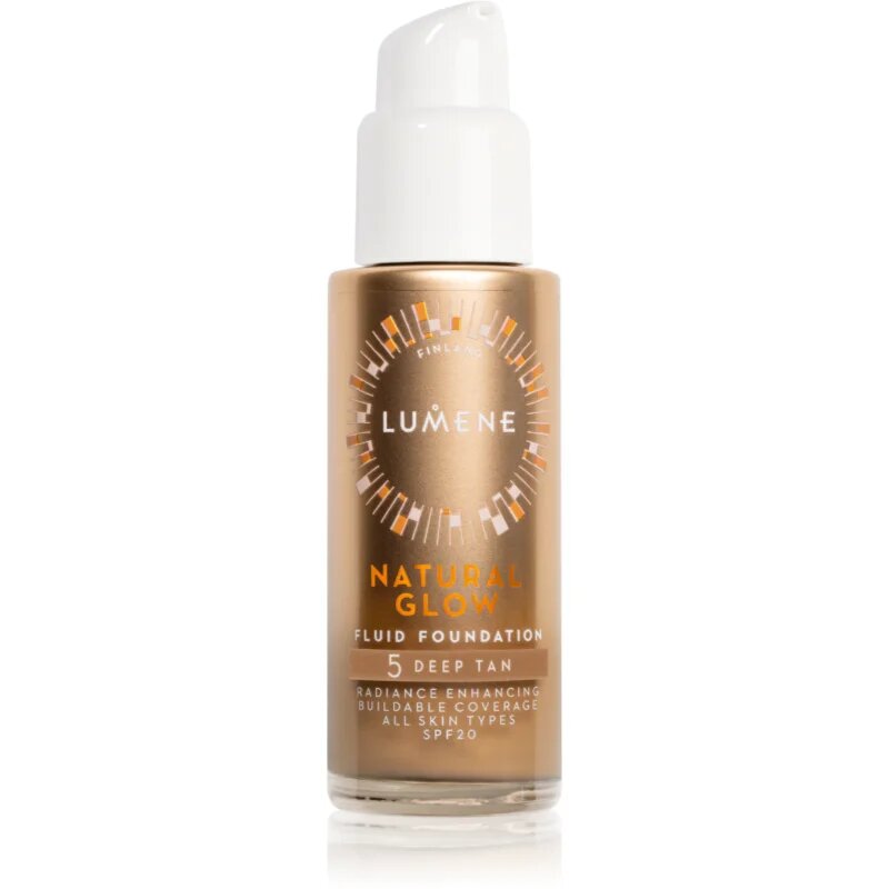 Lumene Natural Glow posvetlitveni tekoči puder za naraven videz SPF 20 odtenek 5 Deep Tan (Warm) 30 ml