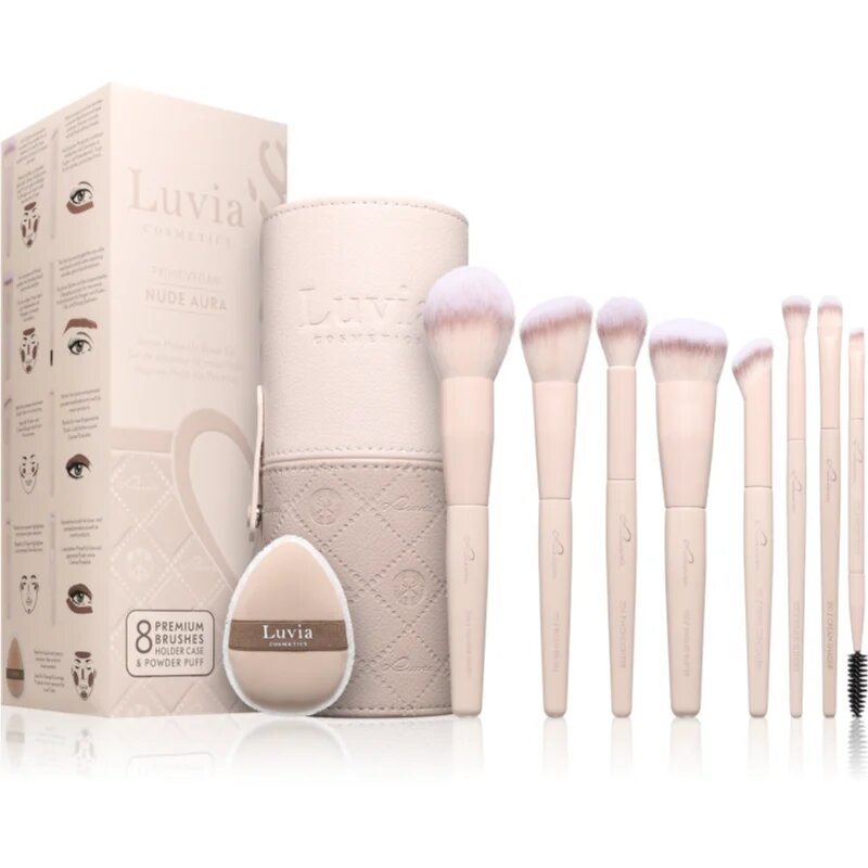 Luvia Cosmetics Nude Aura set čopičev z etuijem 11 kos