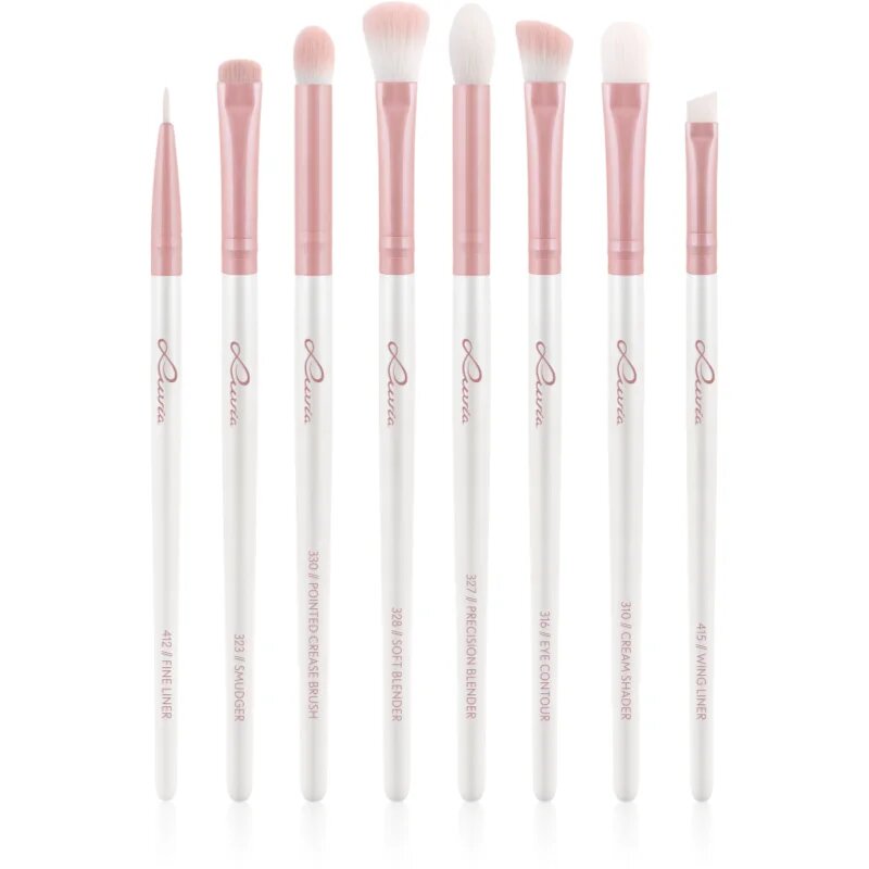 Luvia Cosmetics Prime Vegan All Eye Want set čopičev za oči Candy (Pearl White / Rose) 8 kos
