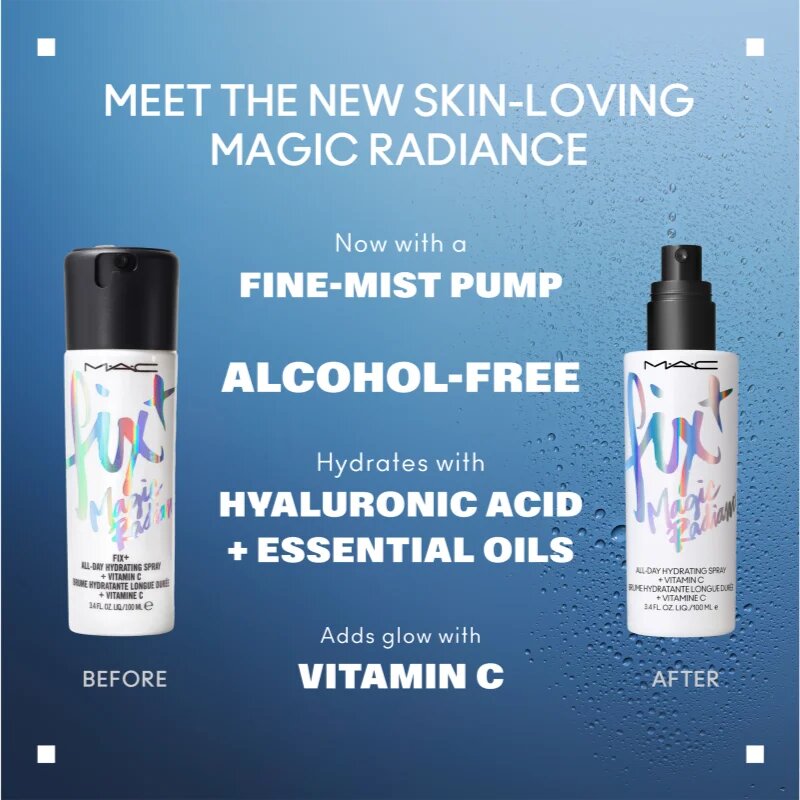MAC Cosmetics Fix+ Magic Radiance meglica za obraz za fiksacijo make-upa (posvetlitveni) 100 ml