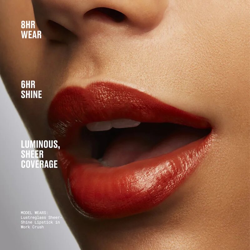 MAC Cosmetics Lustreglass Sheer-Shine Lipstick šminka z bleščečim finišem odtenek Work Crush 3.5 g