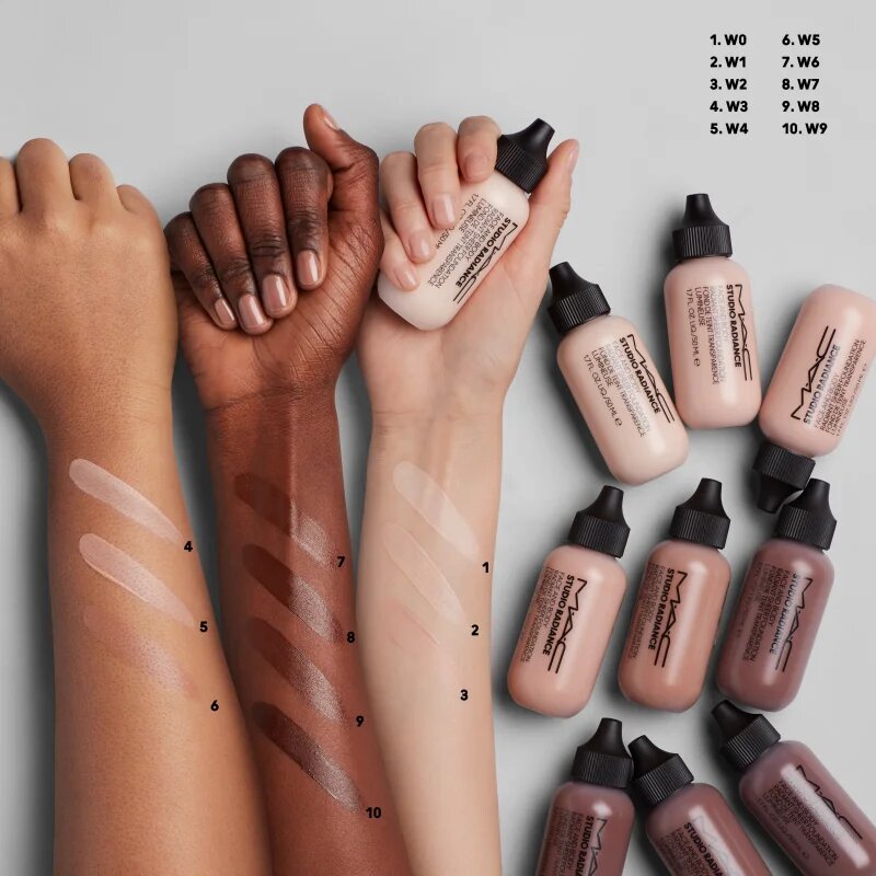 MAC Cosmetics Studio Radiance Face and Body Radiant Sheer Foundation lahek tekoči puder za obraz in telo odtenek W0 50 ml