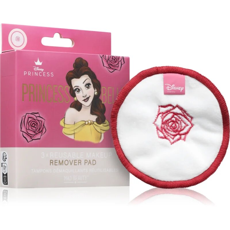 Mad Beauty Disney Princess Belle pralne blazinice za odstranjevanje ličil 3 kos