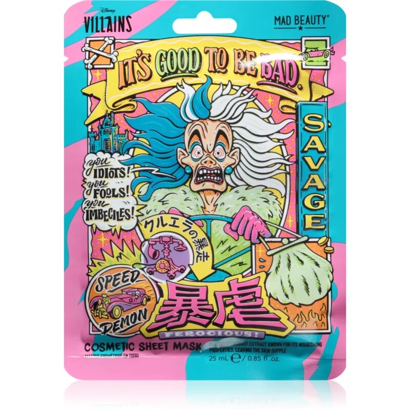 Mad Beauty Disney Villains Cruella hranilna tekstilna maska 25 ml