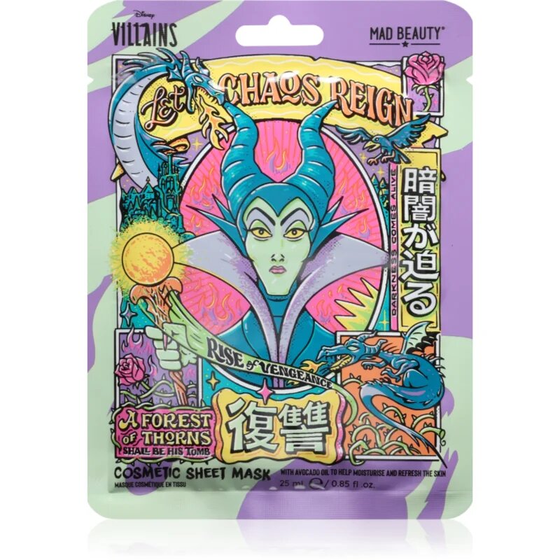 Mad Beauty Disney Villains Maleficent maska iz platna z visokim vlažilnim in hranilnim učinkom 25 ml