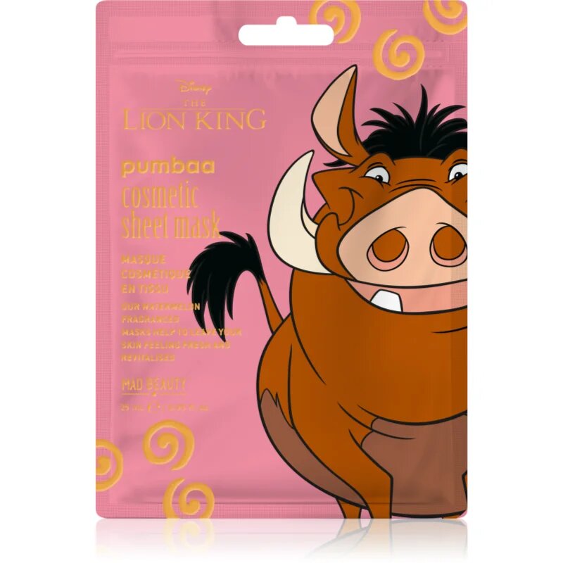 Mad Beauty Lion King Pumba vlažilna tekstilna maska 25 ml