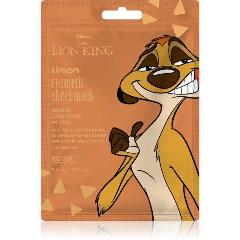 Mad Beauty Lion King Timon maska iz platna za intenzivno vlažnost 25 ml