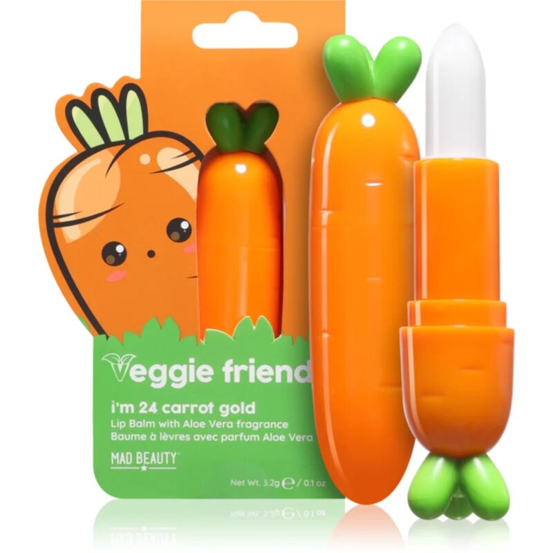 Mad Beauty Veggie Friends Carrot vlažilni balzam za ustnice 3.2 g