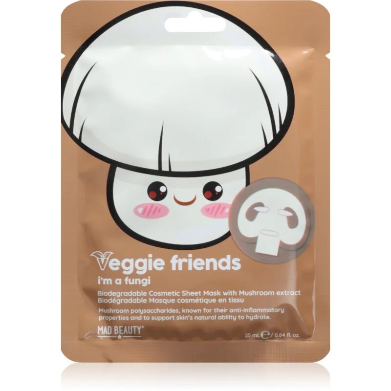 Mad Beauty Veggie Friends Mushroom maska iz platna s pomirjajočim učinkom 25 ml