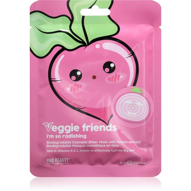 Mad Beauty Veggie Friends Radish maska iz platna z vlažilnim učinkom 25 ml