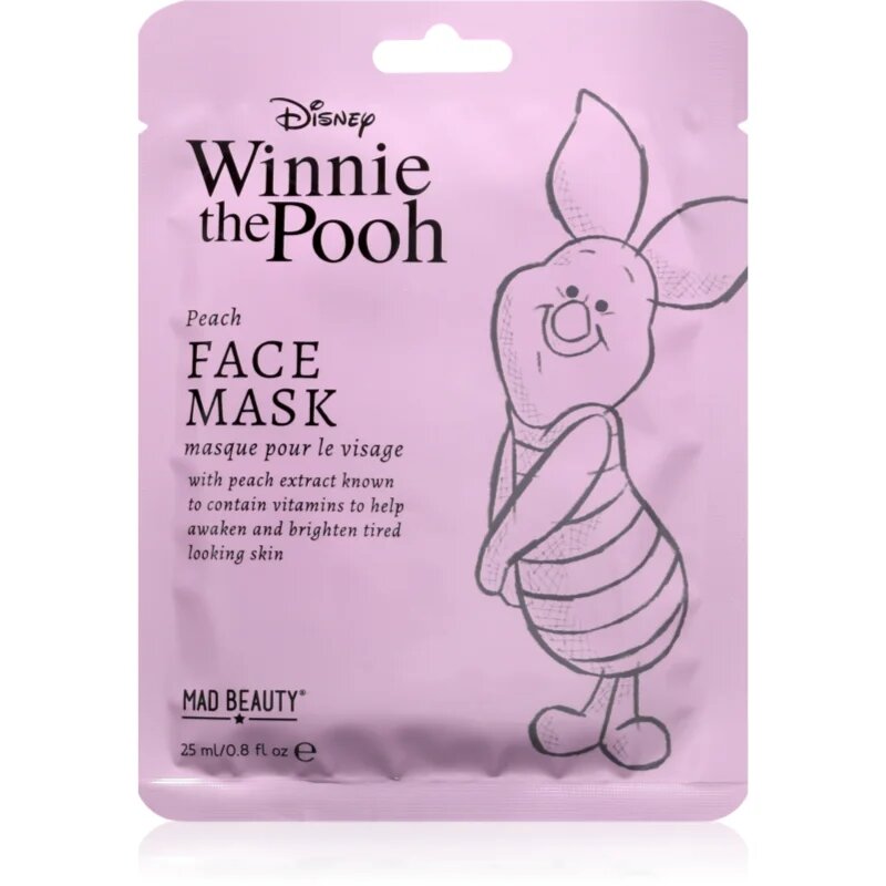 Mad Beauty Winnie The Pooh Piglet maska iz platna s posvetlitvenim učinkom 25 ml