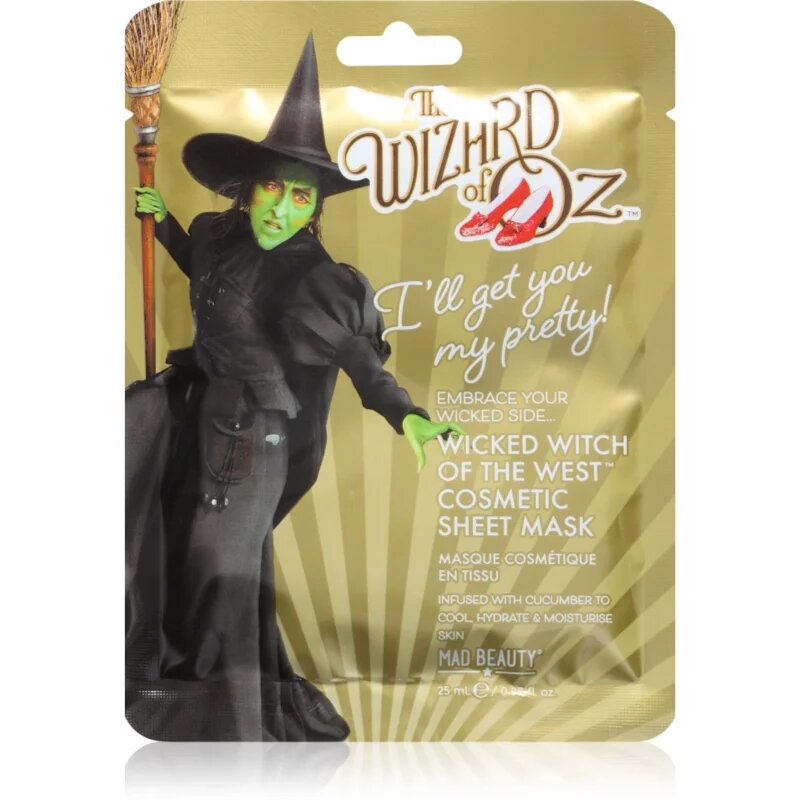 Mad Beauty Wizard of Oz Wicked Witch maska iz platna s pomirjajočim učinkom 25 ml