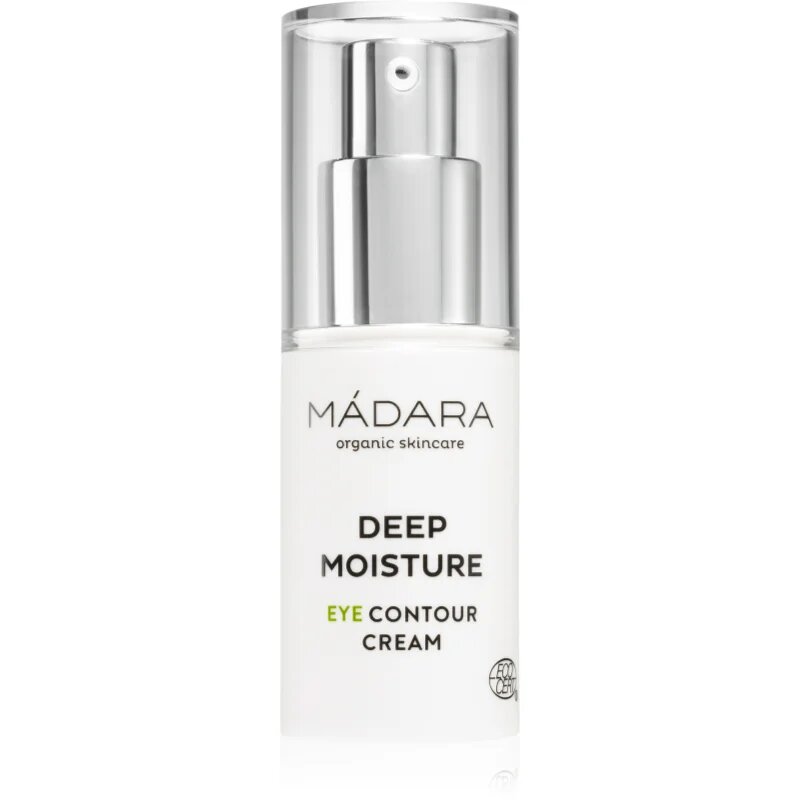 Mádara DEEP MOISTURE posvetlitvena krema za predel okoli oči proti zabuhlosti in temnim kolobarjem 15 ml
