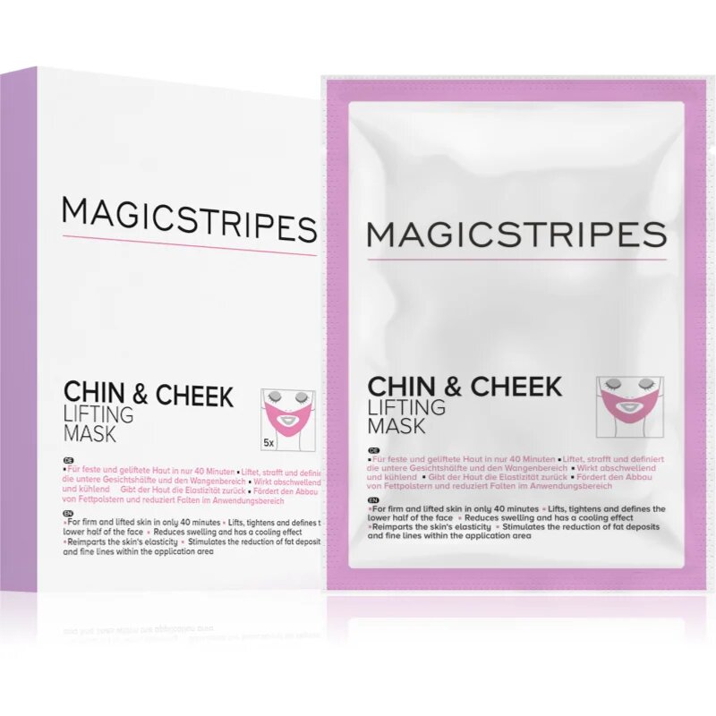 MAGICSTRIPES Chin & Cheek Lifting Mask učvrstitvena hidrogel maska za brado in obraz 5 kos