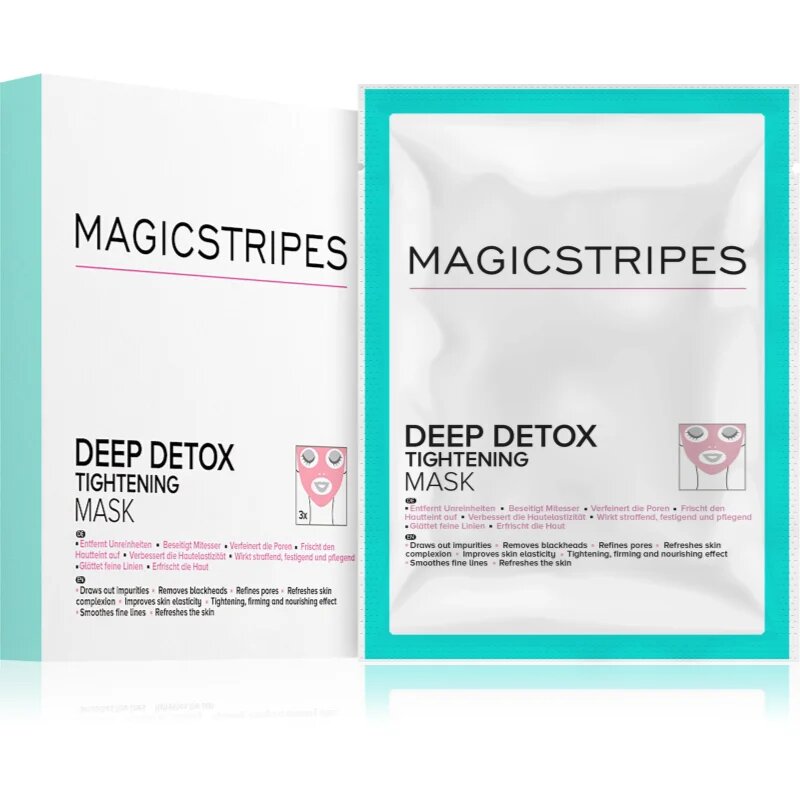 MAGICSTRIPES Deep Detox razstrupljevalna maska z učvrstitvenim učinkom 3 kos