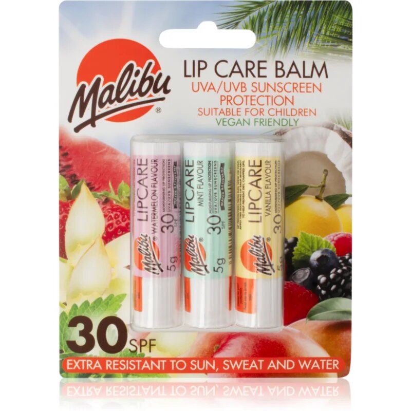 Malibu Lip Care Balm balzam za ustnice SPF 30 3x5 g