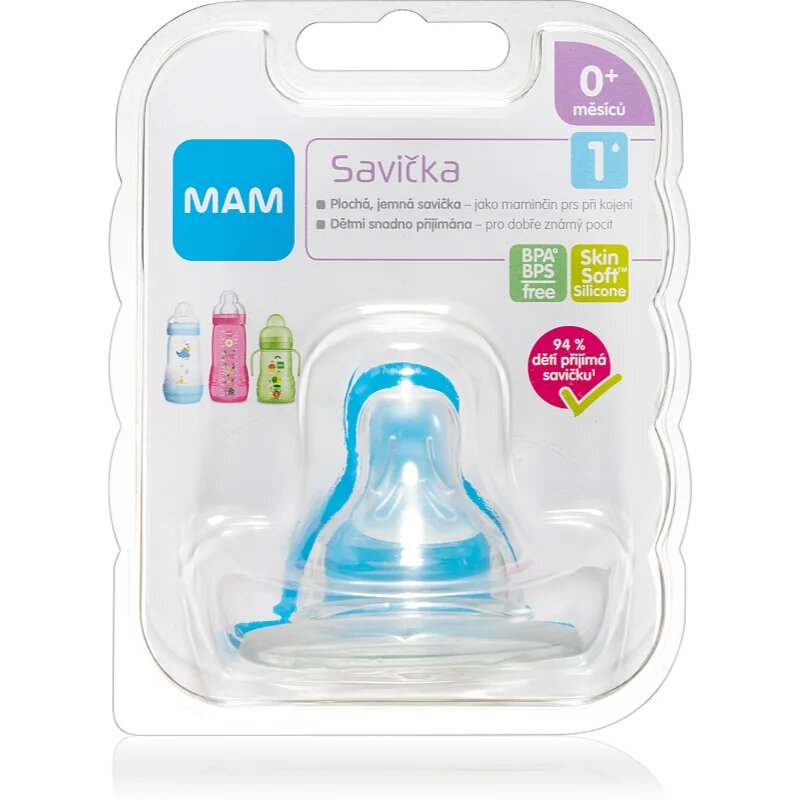 MAM Baby Bottles Teat V1 cucelj za stekleničko Slow Flow 0m+ 1 kos