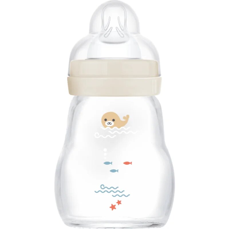 MAM Feel Good Glass Baby Bottle steklenička z ventilom proti kolikam 0m+ Beige 1 kos