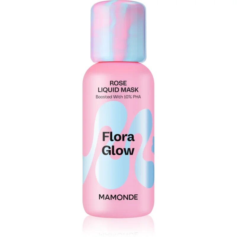 MAMONDE Flora Glow Rose Liquid Mask vlažilna maska za obraz z učinkom eksfoliacije 80 ml