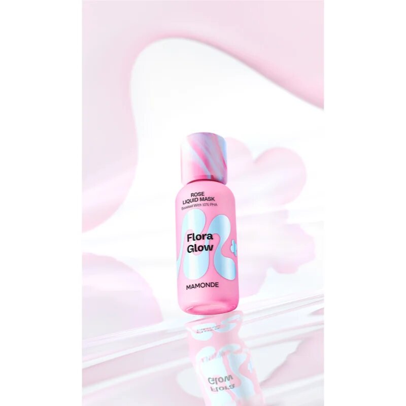 MAMONDE Flora Glow Rose Liquid Mask vlažilna maska za obraz z učinkom eksfoliacije 80 ml