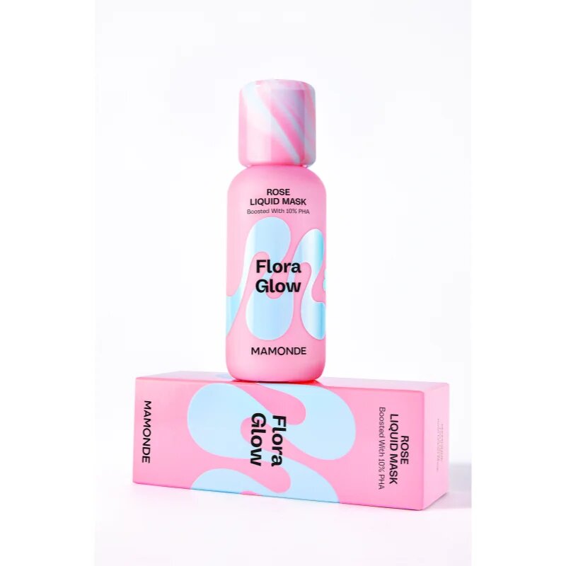 MAMONDE Flora Glow Rose Liquid Mask vlažilna maska za obraz z učinkom eksfoliacije 80 ml