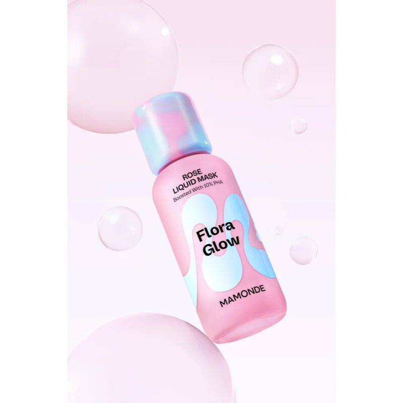 MAMONDE Flora Glow Rose Liquid Mask vlažilna maska za obraz z učinkom eksfoliacije 80 ml