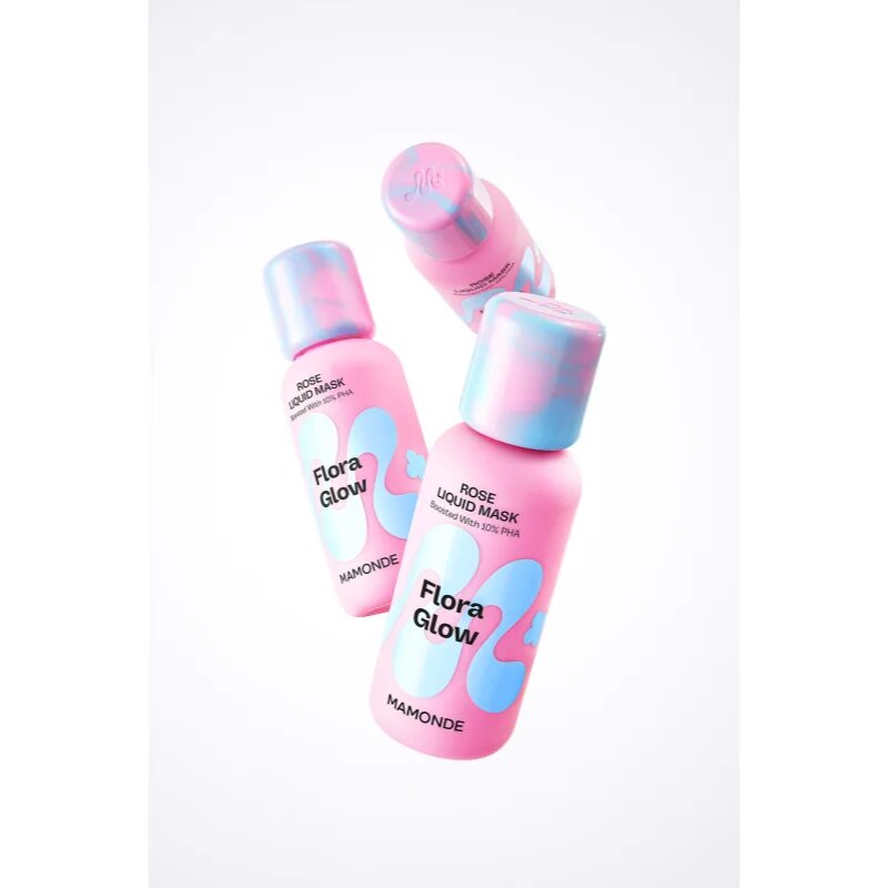 MAMONDE Flora Glow Rose Liquid Mask vlažilna maska za obraz z učinkom eksfoliacije 80 ml