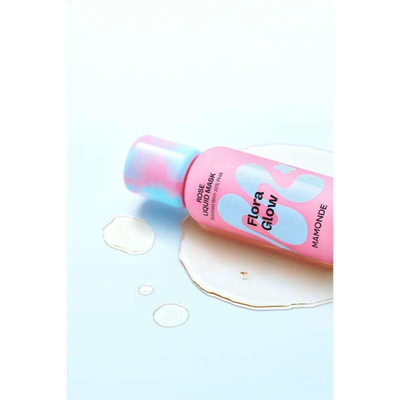 MAMONDE Flora Glow Rose Liquid Mask vlažilna maska za obraz z učinkom eksfoliacije 80 ml