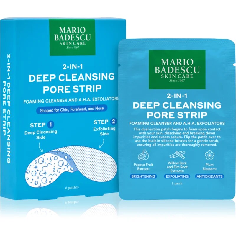 Mario Badescu 2-in-1 Deep Cleansing Pore Strip obliži za problematično kožo 2 v 1 6 kos