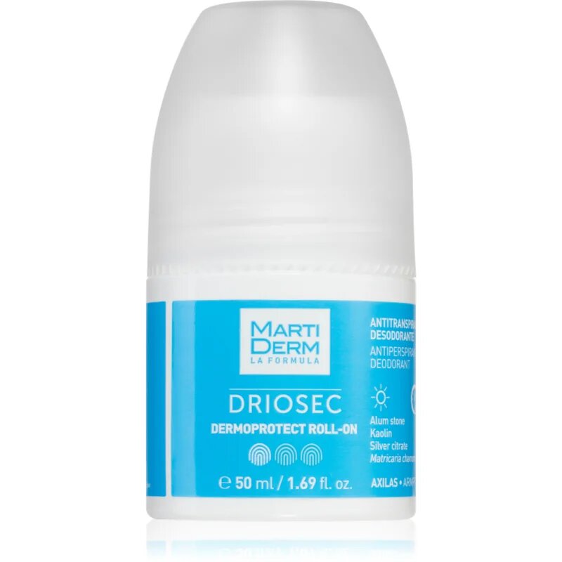 Martiderm Driosec Dermoprotect Roll-On antiperspirant in deodorant proti belim in rumenim madežem 50 ml