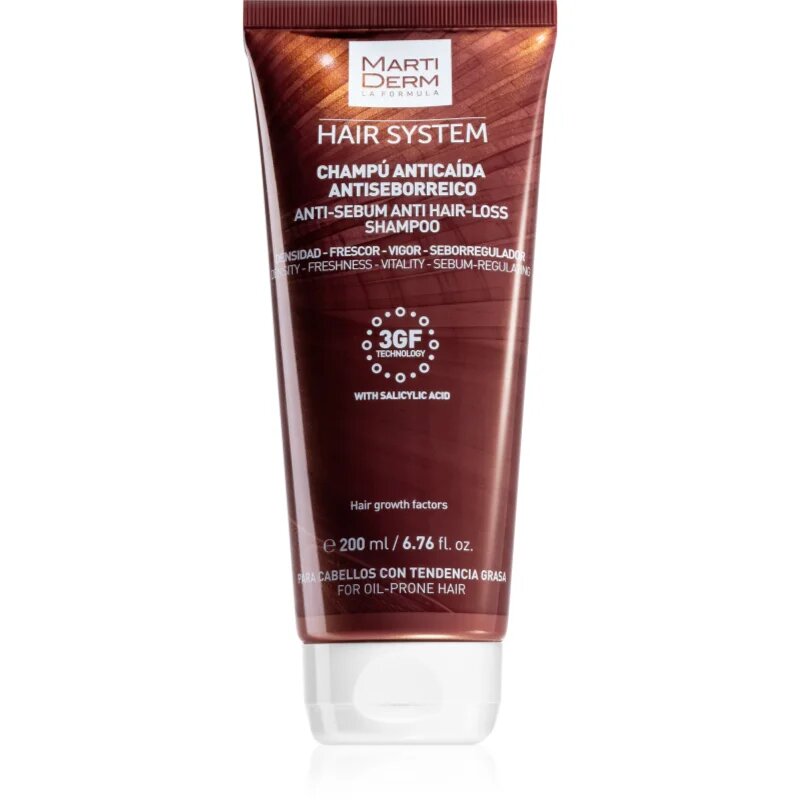 Martiderm Hair System Anti-Sebum Anti-Hair Loss Shampoo šampon proti izpadanju las za mastno lasišče 200 ml