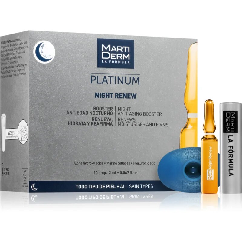 Martiderm Platinum Night Renew nočni serum proti gubam v ampulah 10x2 ml
