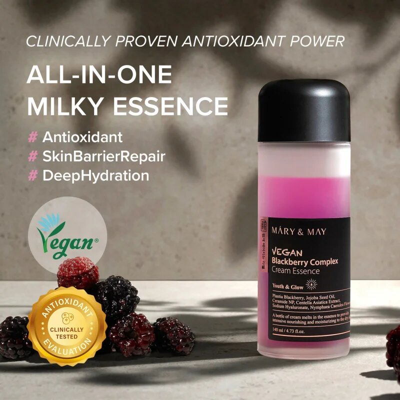 Mary&May Blackberry Complex Cream Essence koncentrirana vlažilna esenca za občutljivo kožo 140 ml