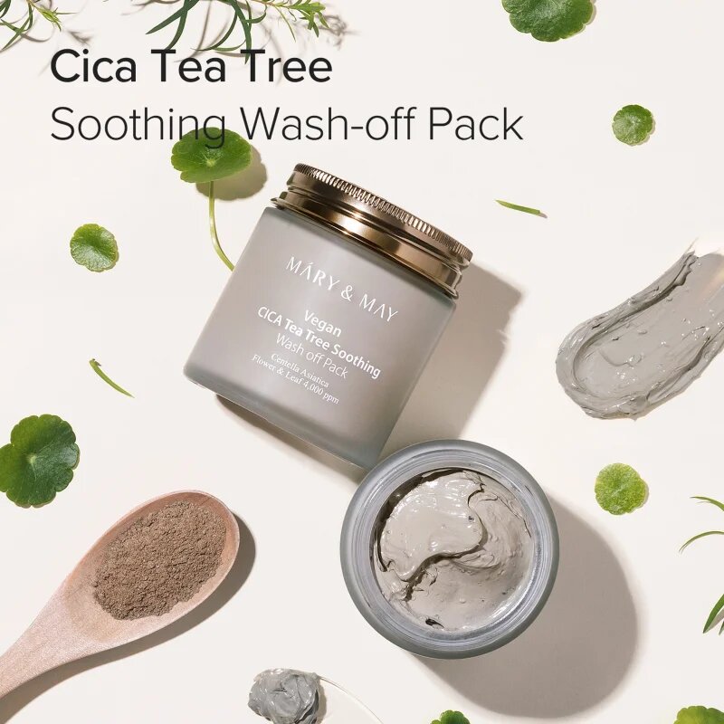 Mary&May Cica Tea Tree Soothing mineralna čistilna maska iz ilovice za pomiritev kože 125 g