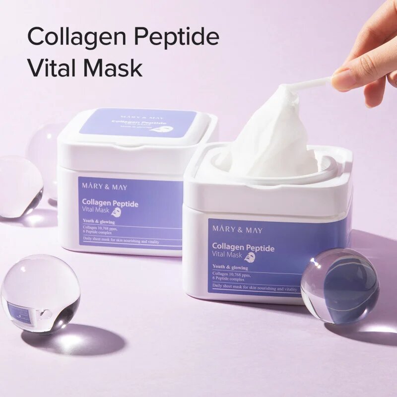 Mary&May Collagen Peptide Vital Mask set mask iz platna proti gubam 30 kos