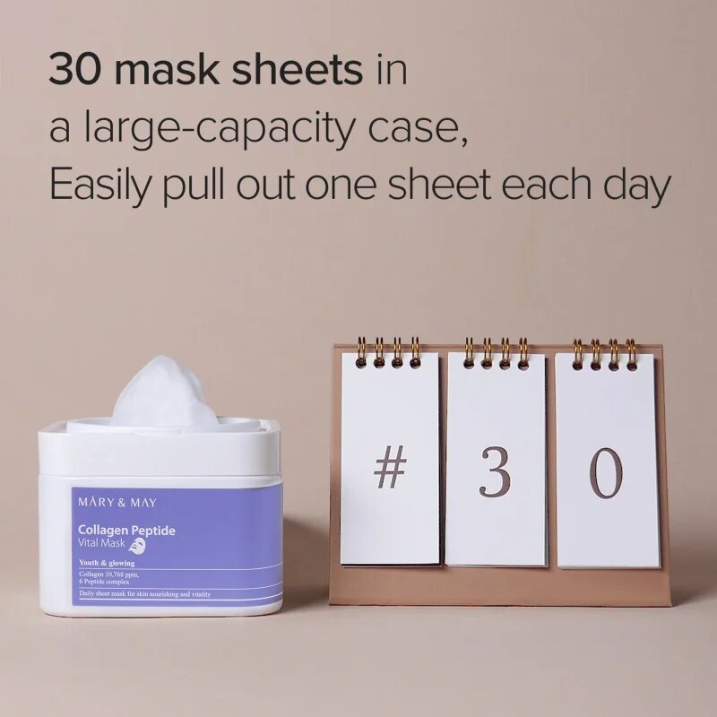 Mary&May Collagen Peptide Vital Mask set mask iz platna proti gubam 30 kos