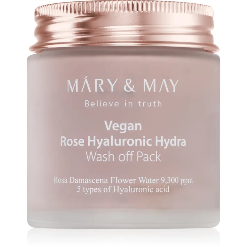 Mary&May Rose Hyaluronic Hydra Wash off Pack intenzivno vlažilna maska za obraz s pomirjajočim učinkom 125 g