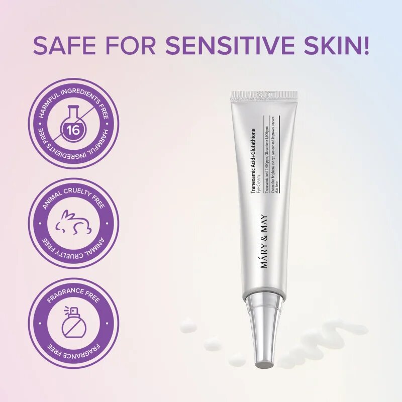 Mary&May Tranexamic Acid + Glutathione Eye Cream krema proti gubam za predel okoli oči za redukcijo oteklin in temnih kolobarjev 30 g