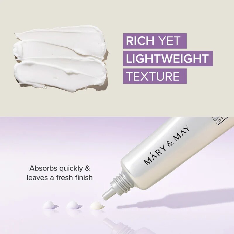 Mary&May Tranexamic Acid + Glutathione Eye Cream krema proti gubam za predel okoli oči za redukcijo oteklin in temnih kolobarjev 30 g